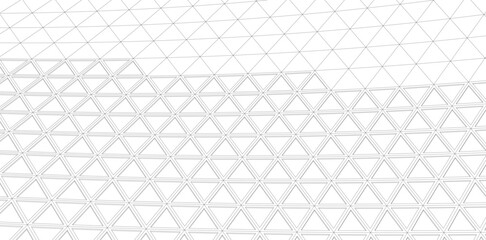 Naklejka premium Modern Architectural Facade with Geometric Triangular Grid Pattern – 3D Rendering of Futuristic Building Structure