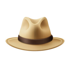 Fototapeta premium Light brown safari hat isolated on a transparent background for outdoor adventures and travel exploration, Safari hat isolated on the transparent background