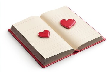 3D Love-Themed Scrapbook Isolated and White Background
