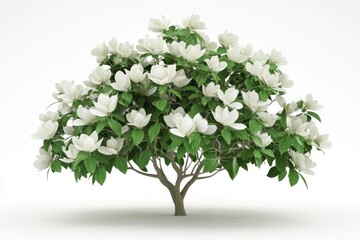 3D Magnolia Tree Isolated and White Background