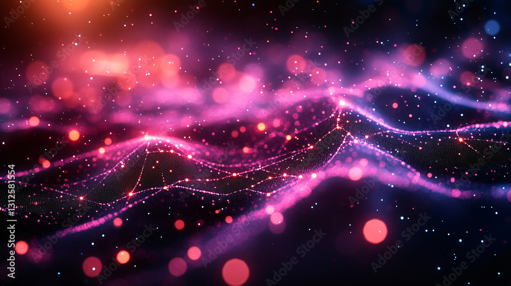 Aufkleber Vibrant colorful background with a line of lights creating a striking visual display in an abstract ai network