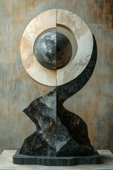 Abstract stone sculpture moon sphere art