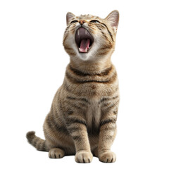 Fototapeta premium Tabby Cat Yowling Loudly Open Mouth Adorable Pet Animal