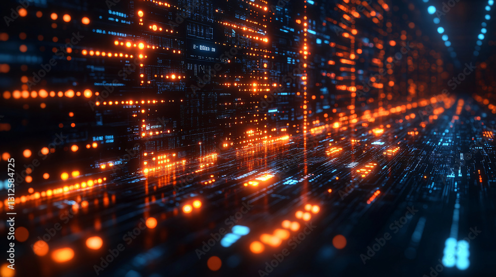 Aufkleber A dark and orange background representing the ai-powered demand forecasting in procurement visualizing market insights