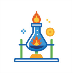  Science Lab Bunsen Burner Logo Line Art Vector