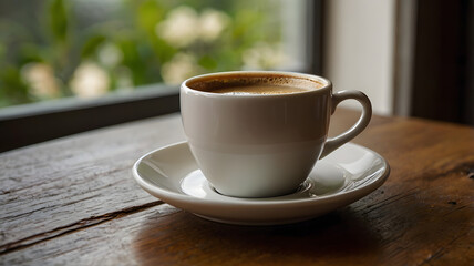 Fototapeta premium cup of coffee on the table, ai generated