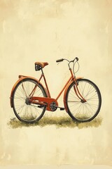 Obraz premium Rustic orange bicycle rests on grass