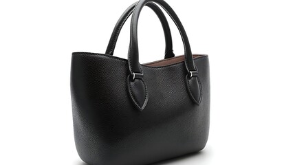 Naklejka premium Black Leather Tote Bag Studio Shot.