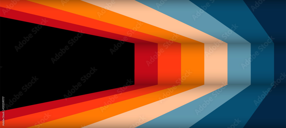 Aufkleber Minimalist retro futuristic background with stripes. vector background with retro colors. symmetrical design. print mockup template. website cover. empty space in the middle