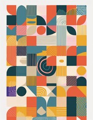 abstract minimalist mid century vector set with hand drawn geometric elements