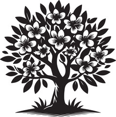 Black and white floral tree design nature art blossom spring tree