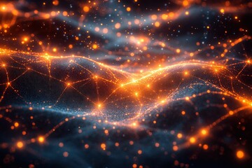 Obraz premium Glowing particles form abstract cosmic landscape