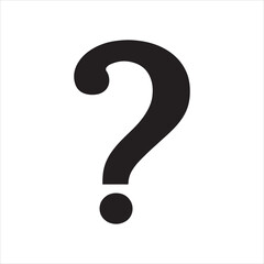 Black question mark silhouette isolated on white background.