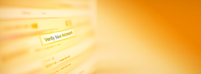 A warning banner displaying an urgent Verify Your Account message, symbolizing phishing and online scams. internet fraud, email scams, and the importance of protecting personal information online