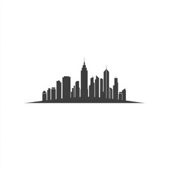 Fototapeta premium Modern minimalist black city skyline silhouette featuring various urban architectural structures