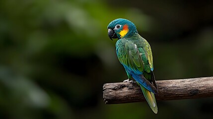 Obraz premium Vibrant Green And Blue Parrot Perched On A Branch