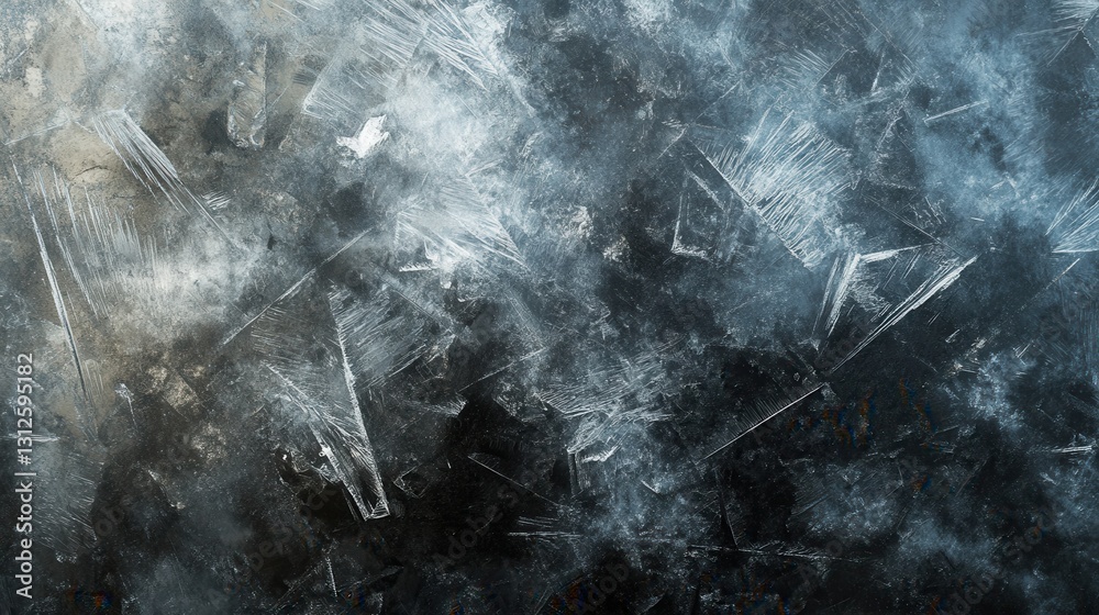 Leinwandbilder frozen ice crystals create an abstract frost effect with subtle reflections in a soft winter aesthet