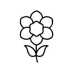 Fototapeta premium Minimalist flower line icon in black and white