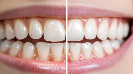 Before and after comparison of a patient's teeth showcasing a cosmetic dental bonding transformation clean white studio lighting