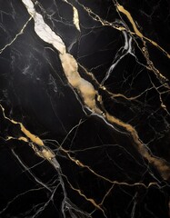 Abstract luxury black marble background with golden elements. Black marble vertical mobile phone wallpaper