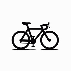 Black silhouette of a bicycle on a white background
