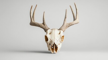 Obraz premium White Deer Skull with Antlers on Light Gray Background