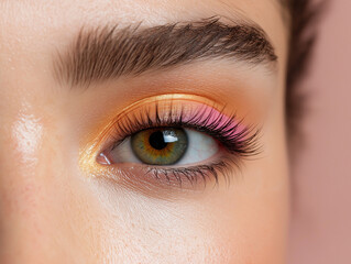 Obraz premium Eye makeup showcasing vibrant colors blended with precision for a stunning look