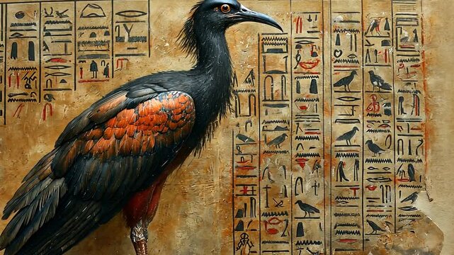 &Auml;gyptischer Falke auf Hieroglyphen