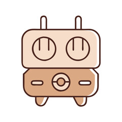 Electric grill icon showing knobs, kitchen appliance concept