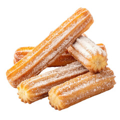 crispy churros coated in sugar isolated on transparent background