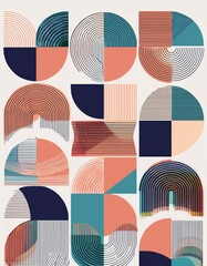 abstract minimalist mid century vector set with hand drawn geometric elements