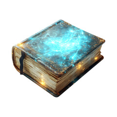 A Fluffy 3D Cartoon Book with Glowing Soft Pages and a Glowing Cover Isolated on Transparent Background