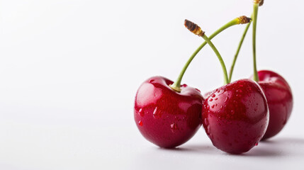 red cherries isolated on white