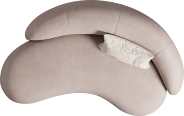 Top view of pink modern upholstered sofa