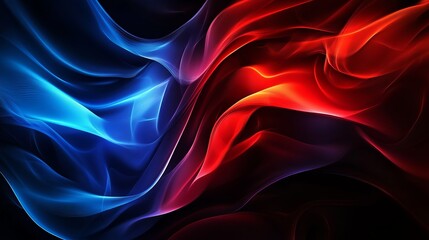 Obraz premium gradient red and blue abstract background with curved organic patterns and layered waveforms, sleek and futuristic, artistic and modern composition