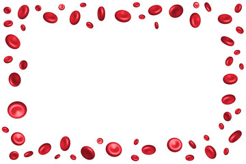 Frame of red blood cells on a white background