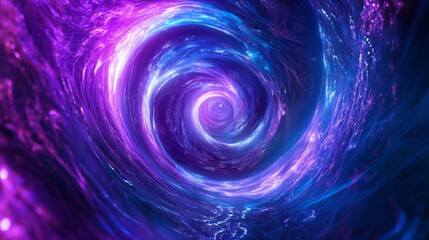 Hypnotic vortex of luminous waves, vibrant shades of purple and blue. generative ai