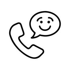 Phone chat icon featuring a smiling emoji in a speech bubble for a cheerful conversation