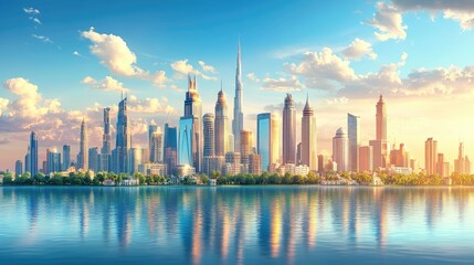 Panoramic cityscape view at daytime with iconic landmarks. Concept of data protection regulation and privacy for all individuals