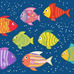 Fototapeta premium A group of colorful fish are swimming in the ocean
