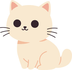 Obraz premium Adorable cream-colored cat sitting playfully with wide eyes in a minimal and cute design style, showcasing charming features in delightful vector art