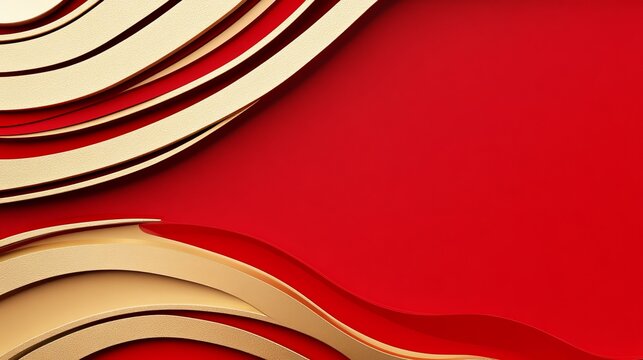 Red Gold Waves Abstract Background - Elegant abstract design. Red and gold color scheme. Symbolizes luxury, prosperity, celebration, energy, and dynamism