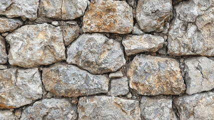 Detailed view of a rustic stone wall showcasing natural textures and colors