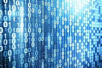 binary code white background with floating numbers