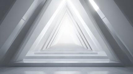 Obraz premium minimalist white and gray abstract background with layered triangular shapes, clean and elegant, subtle lighting and modern design