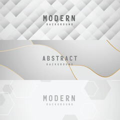Grey, gold abstract banner design, geometric background, website use