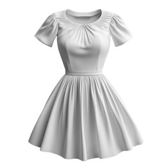 Obraz premium stylish white dress with short sleeves and flared skirt, perfect for various occasions