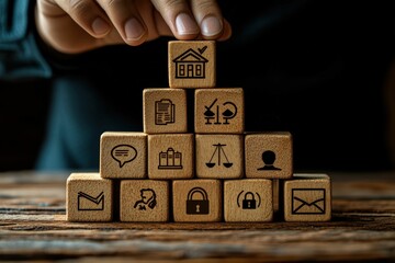 Wooden blocks build legal security pyramid