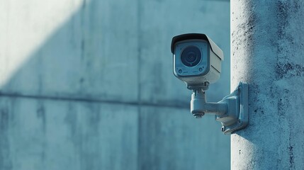 CCTV Camera Mounted on a Pole with Cement Background
