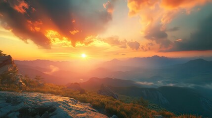 Fototapeta premium sunset in the nature, green nature sunset, sunset in spring, golden hour